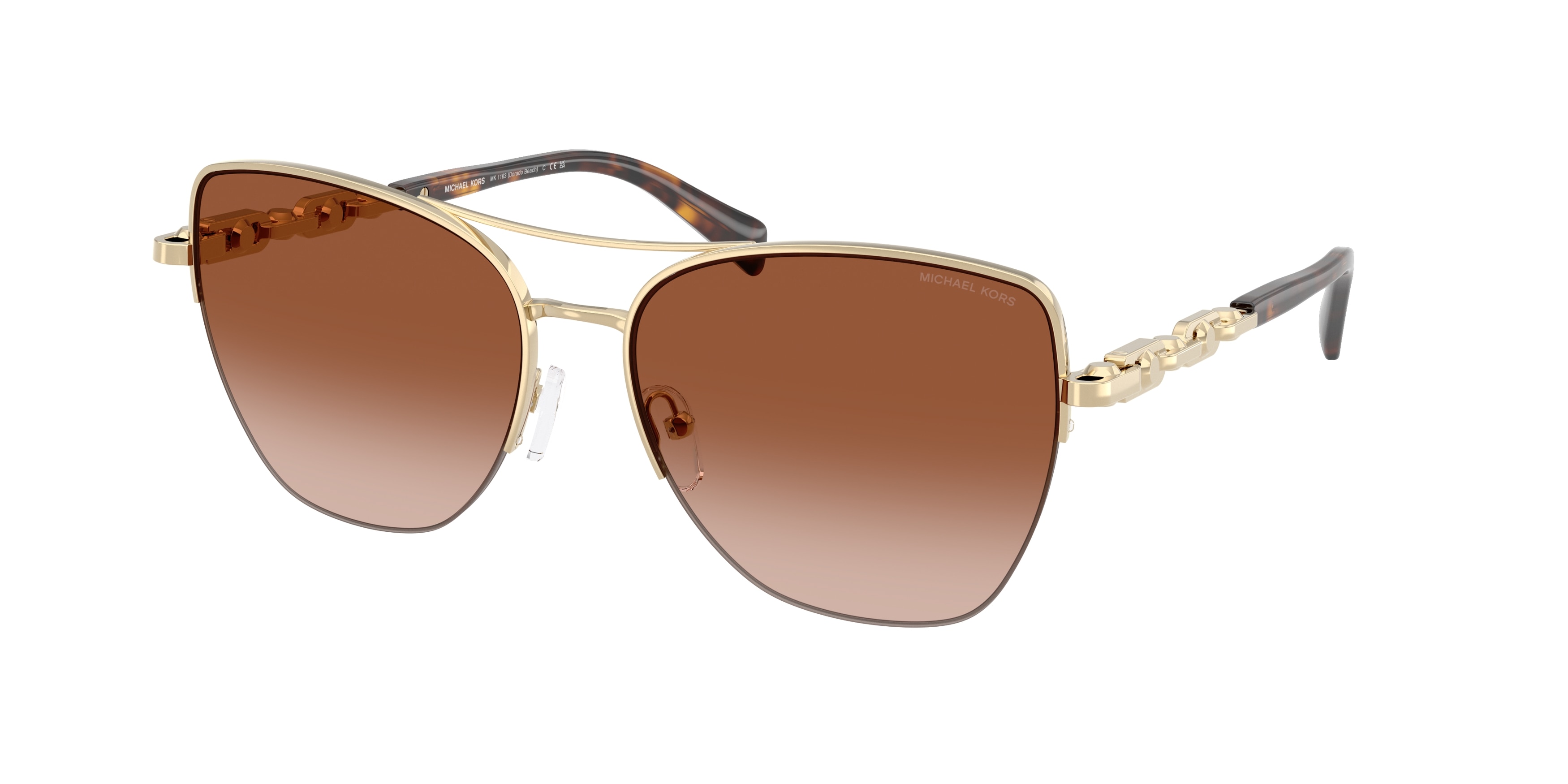 Michael Kors Damen MK1163 Dorado Beach 101413 Sonnenbrillen Metall Gold Braun Quadratisch Normal Schattiert-image